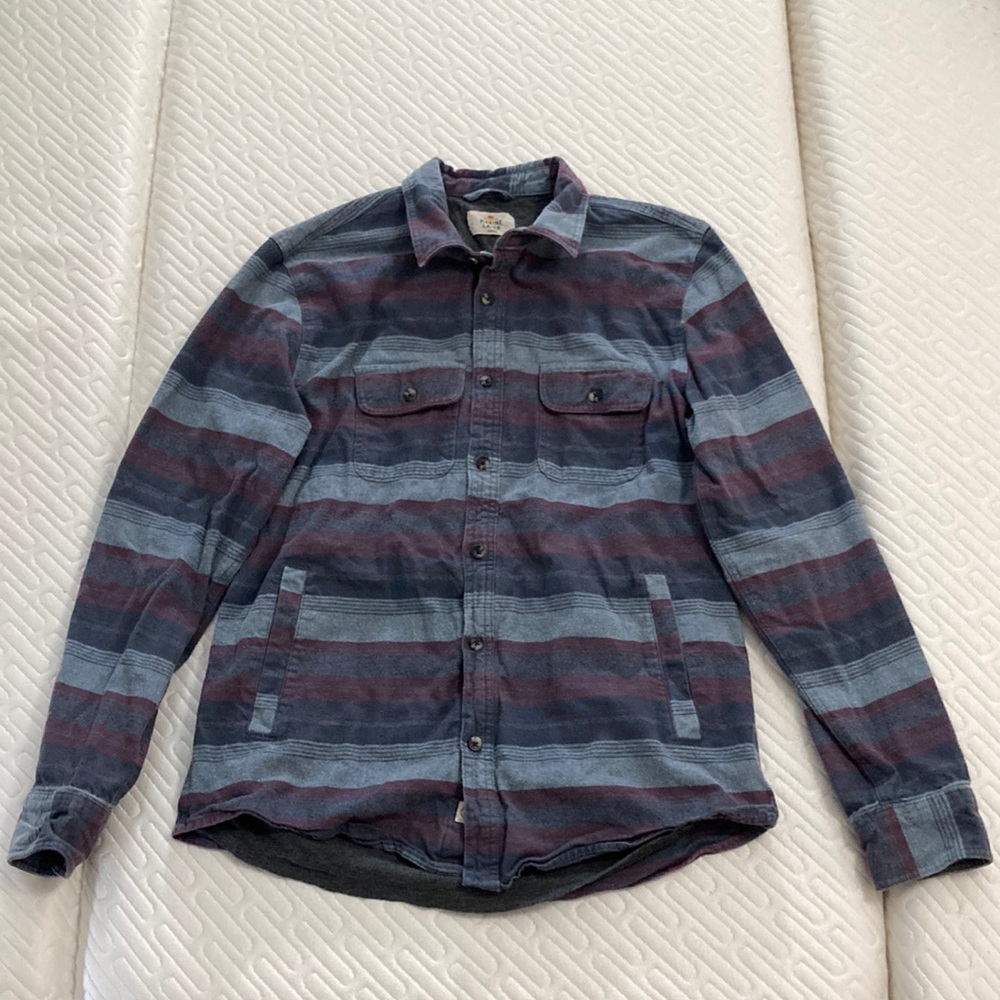 Like New Marine Layer Shirt Jacket with 4 Pockets Blue Burgundy Red Medium